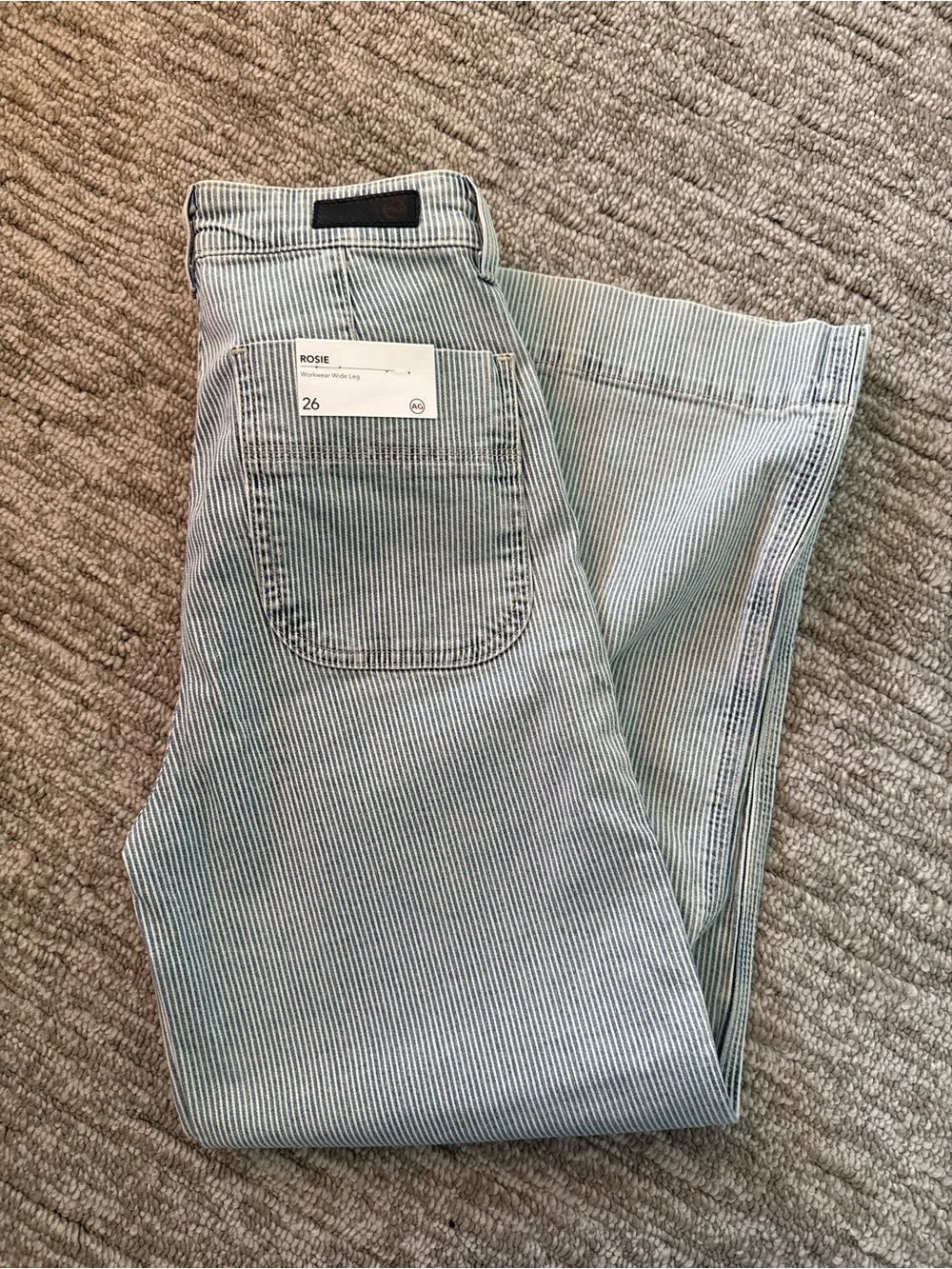 AG - NWT Striped Light Blue High-Rise Jeans - Picture 2 of 2